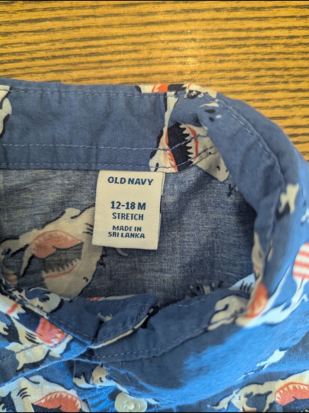 EUC Old Navy Baby Boy 18 Month Ping Pong Shark Short Sleeve Button Up Shirt